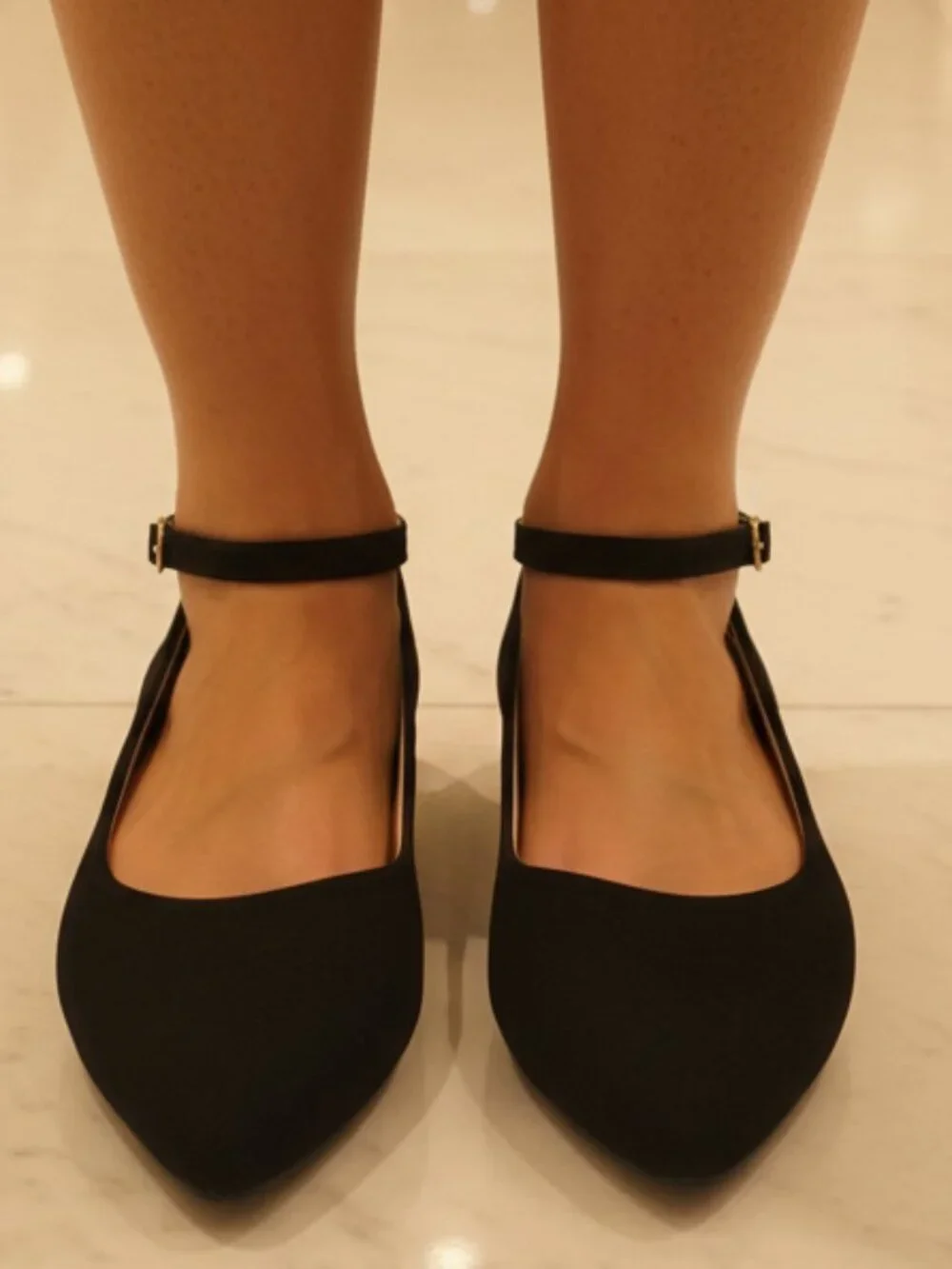 NWT Pazzle Black Ankle Strap Pointed Toe Ballet Flats - Picture 5 of 11